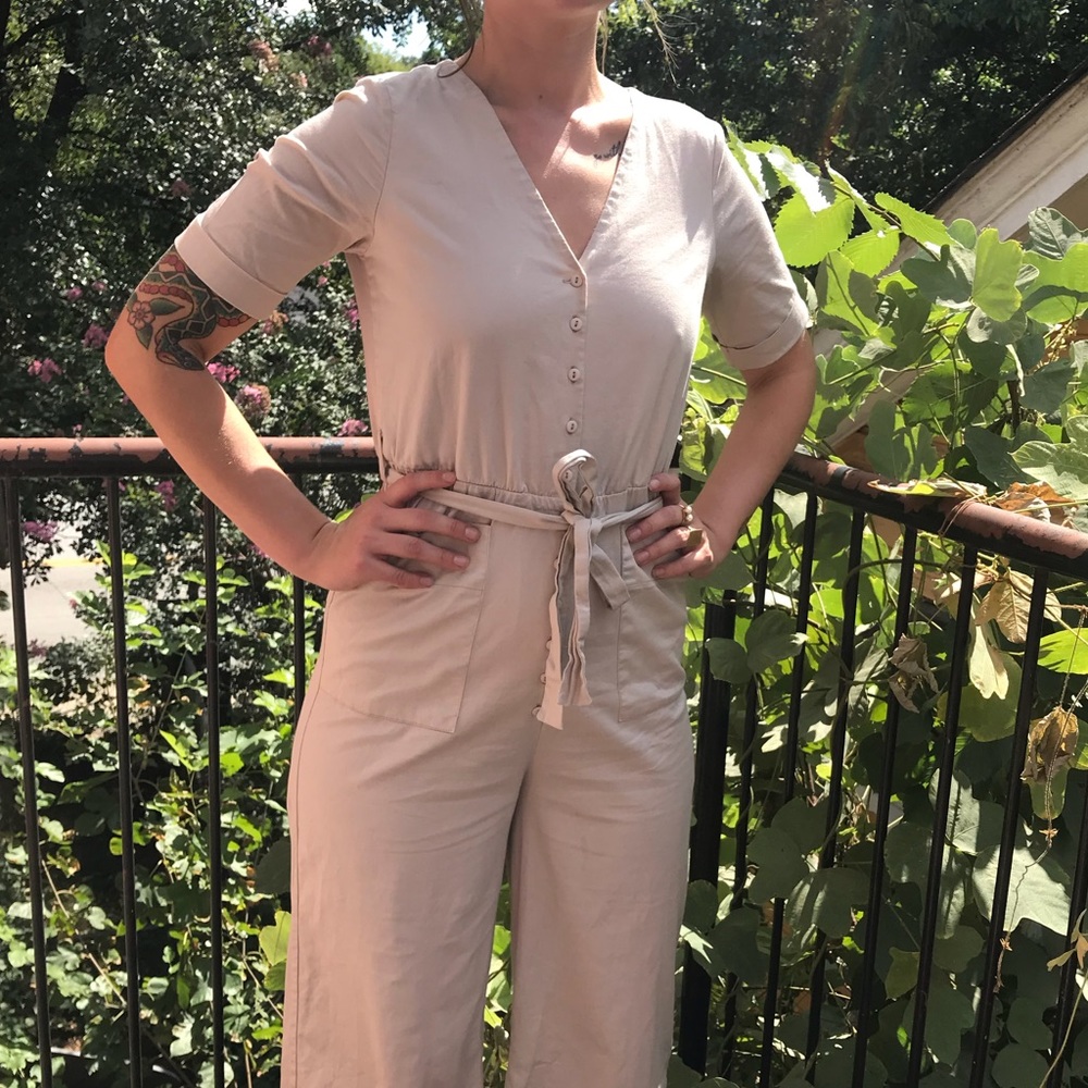 Culotte wide leg cropped jumpsuit with belt